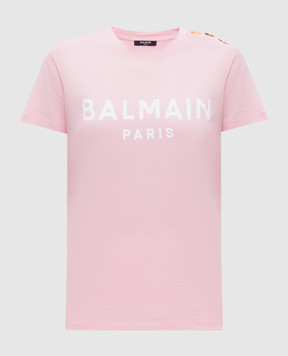 Balmain Рожева футболка з принтом логотипа BF1EF005BB02