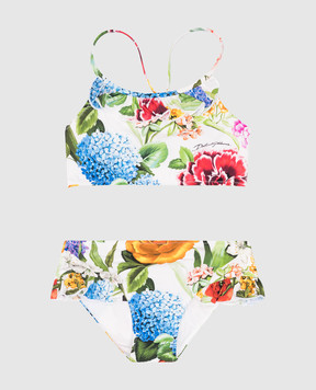 Dolce&Gabbana Детский купальник в цветочный принт с логотипом. L5J833ON04R36