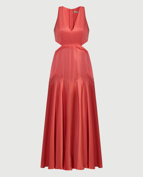 Twinset Розовое платье макси с вырезами 241TT2160