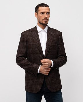 Stefano Ricci Коричневый пиджак из шерсти в клетку M1RF432000W0012T