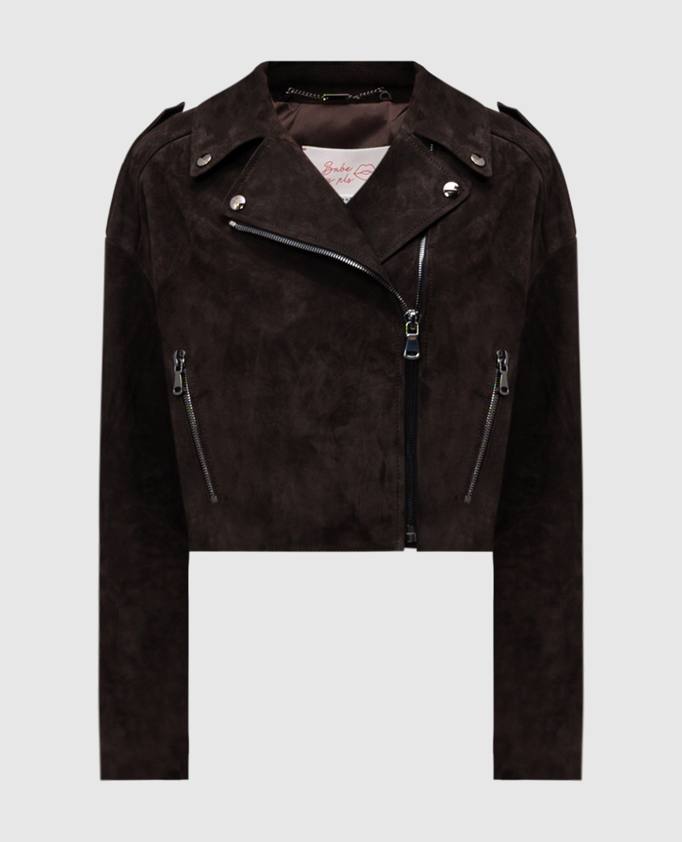 

Коричневая замшевая укороченная косуха, Коричневый, Косухи