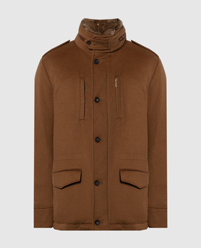 COLOMBO Коричневе пальто з вовни з хутром норки GC00014CP5945