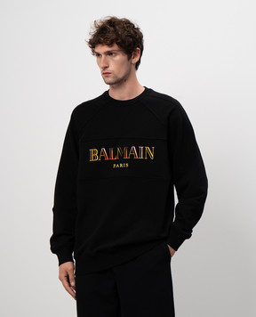 Balmain Чорний світшот з вишивкою логотипа DH0JS118BC81