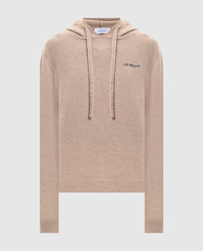 Off-White Бежевые худи из кашемира с логотипом 2HU005F25KNI001