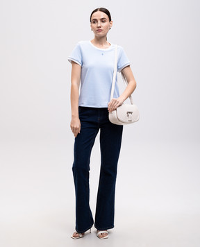 Alexander McQueen Блакитна футболка з вишивкою емблеми логотипа 822291QZAOM