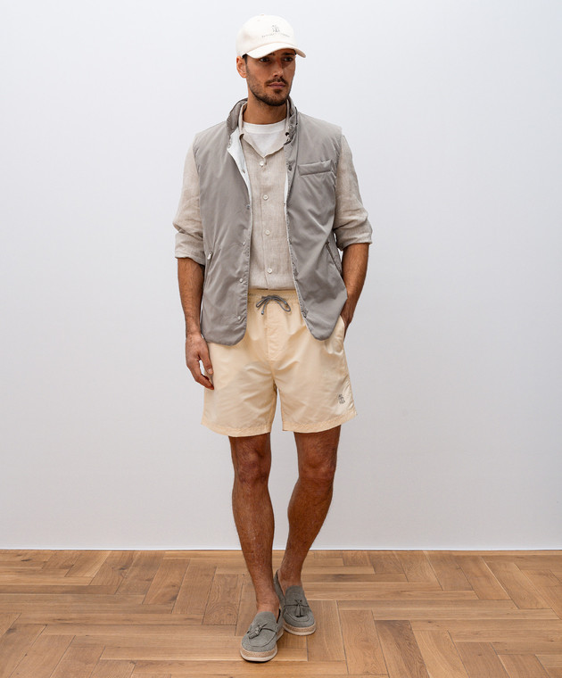 Brunello Cucinelli Біла футболка з льоном прямого крою MW8351308 зображення 2