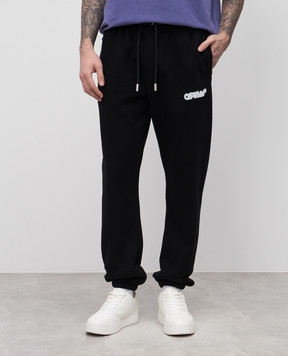 Off-White Чорні джогери з принтом логотипа Arrow в стилі Spray OMCH057S25FLE001