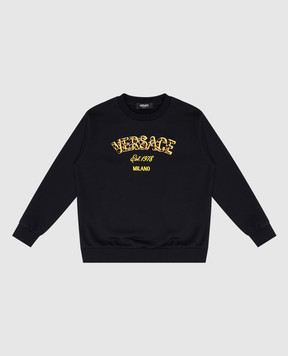 Versace Дитячий чорний світшот з фактурним логотипом Versace Wild 10000491A12563