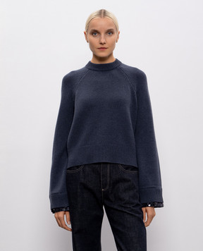 Brunello Cucinelli Синій светр з вовни, кашеміру та шовку M16521800
