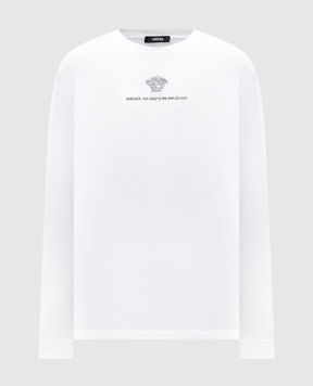 Versace Белый лонгслив с вышивкой Medusa Milano 10139471A11054