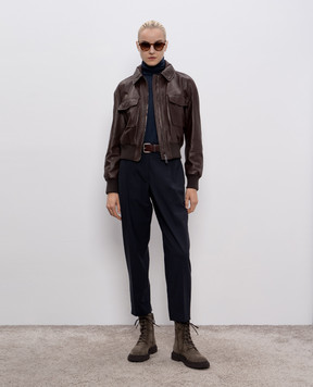 Brunello Cucinelli Синій гольф з кашеміру та шовку M13800063P