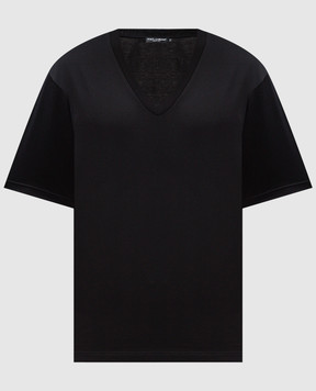 Dolce&Gabbana Чорна футболка прямого крою з логотипом G8QL3TFU7EQ