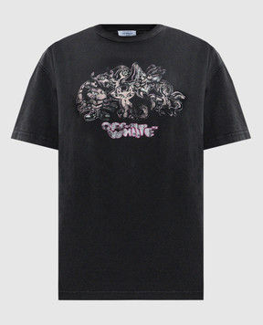Off-White Серая футболка с брендовым принтом Reg Tee OWAA089F24JER004