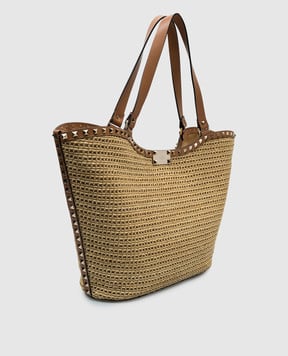Valentino Бежевая сумка тоут Rockstud 4W2B0N30MZI