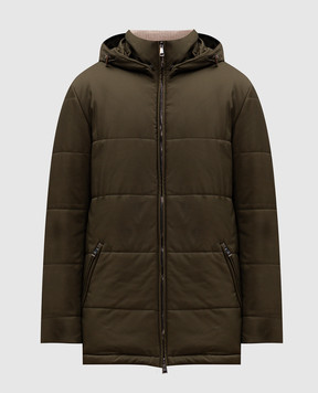 Cashmere&Whiskey Зеленая стеганная куртка с гравировкой монограммы логотипа. CWSS24004