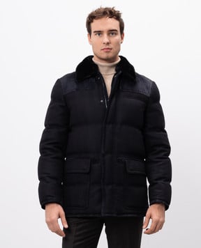 Brioni Синя пухова куртка з кашеміру PUA20L