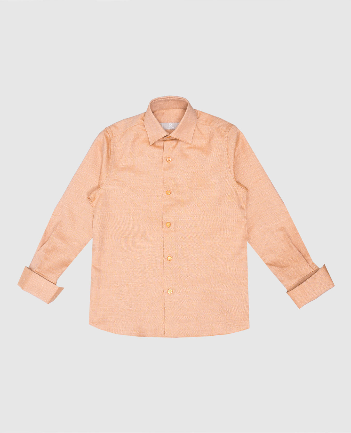 

Детская коричневая рубашка с шелком и льном, Коричневый, Однотонные