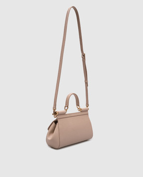 Dolce&Gabbana Бежева шкіряна сумка Sicily з логотипом BB7652B1001