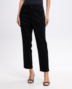 Ermanno Scervino Чорні джинси з фактурною квітковою вишивкою D297P706HGF