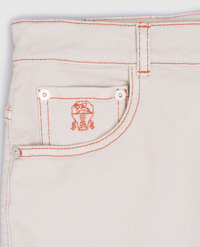 Brunello Cucinelli Детские серые джинсы с вышивкой логотипа B277PD310B