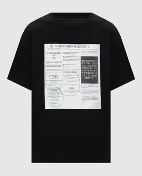 Maison Margiela MM6 Чорна футболка з брендовим принтом SH0GC0043S24312