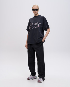 Balenciaga Сіра футболка з принтом 831305TSVC5