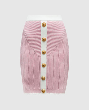 Balmain Розовая юбка в фактурный узор CF0LC009KG41