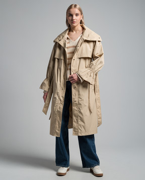 Twinset Бежевий плащ з металевим логотипом 241TP2570