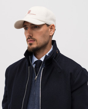 Brunello Cucinelli Бежевая вельветовая кепка с логотипом MY4999850