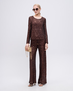 Twinset Коричнева блуза з паєтками 251LB2QAA
