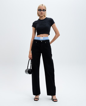 Alexander Wang Черные джинсы с эффектом наложения слоев с логотипом 4DC3244403
