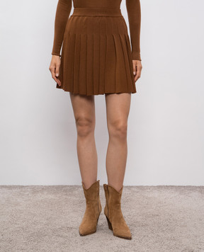 Ermanno Scervino Коричнева спідниця плісе з вовни D475O300IVH