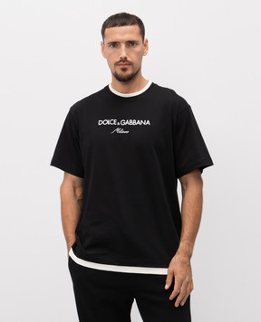 Dolce&Gabbana Черная футболка с вышивкой логотипа G8ST6ZG7PCG