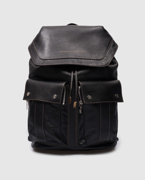 Brunello Cucinelli Черный кожаный рюкзак с логотипом MBZIU325