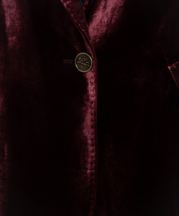 Etro Бордовый бархатный жакет с шелком WRCA004299TCD01 изображение 5