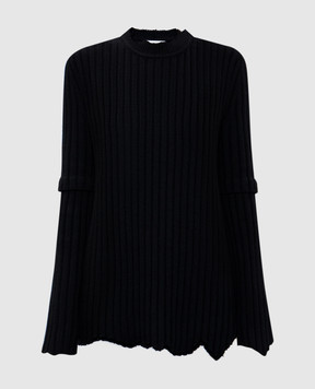 Helmut Lang Чорний светр з вовни з вирізами O07HW703