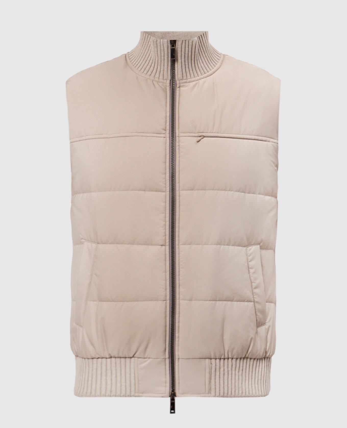 

Бежевый жилет с кашемиром с логотипом, Верхняя одежда