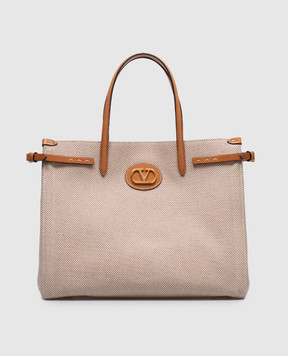 Valentino Бежевая сумка-тоут с металлической эмблемой VLogo Signature 6W2B0R19EZT