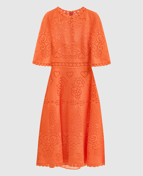 Valentino Оранжевое платье с ажурным узором XB3VAYH06U6