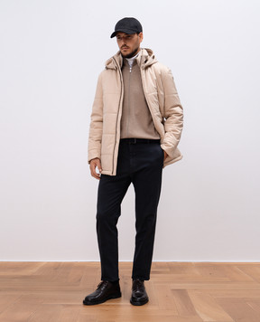 Cashmere&Whiskey Бежевая стеганная куртка с гравировкой монограммы логотипа CWSS24004
