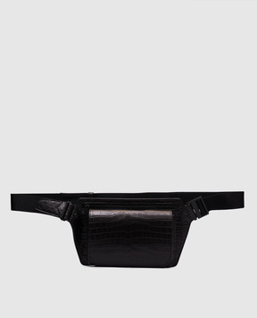 Cashmere&Whiskey Черная поясная сумка из кожи крокодила CROCOWAISTBAG