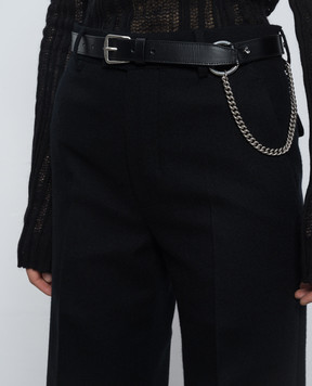 Ann Demeulemeester Чорний шкіряний ремінь Dine з ланцюжком B0013254LT128