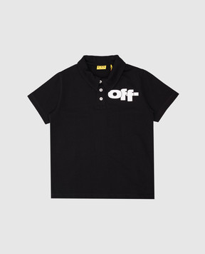 Off-White Дитяче чорне поло з принтом логотипа OBGB001S25JER001