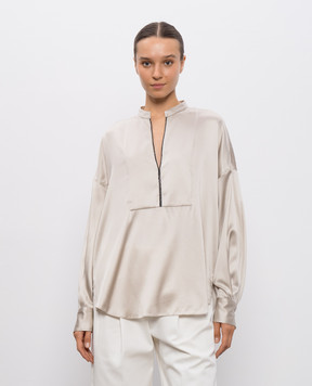 Brunello Cucinelli Бежева блуза із шовку M0C59EA101