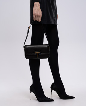 Tom Ford Черная кожаная сумка с монограммой логотипа L1832LCL442X