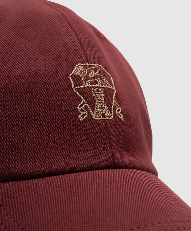Brunello Cucinelli Бордовая кепка с вышивкой логотипа логотипа M252D9978 изображение 4