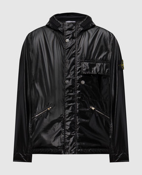 Stone Island Чорна куртка Mussola Gommata з логотипом K1S154100062S0022