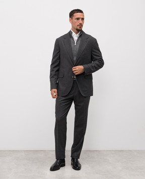 Brunello Cucinelli Серый костюм из шерсти в полоску MV410LDTH
