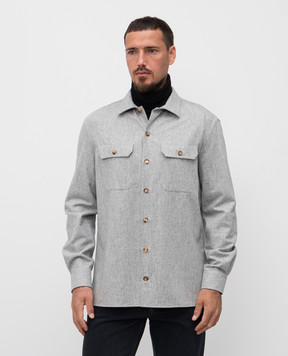 Brunello Cucinelli Сіра сорочка з вовни M038P0720