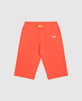 Off-White Дитячі помаранчеві шорти в рубчик з принтом логотипа OGCD002S25JER001
